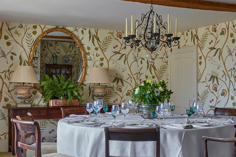 French-Brooks Interiors dining room featuring delft plate restored by Plowden & Smith