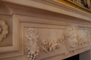 smoke damaged 18th century henry flitcroft marble fireplace after marble restoration treatment