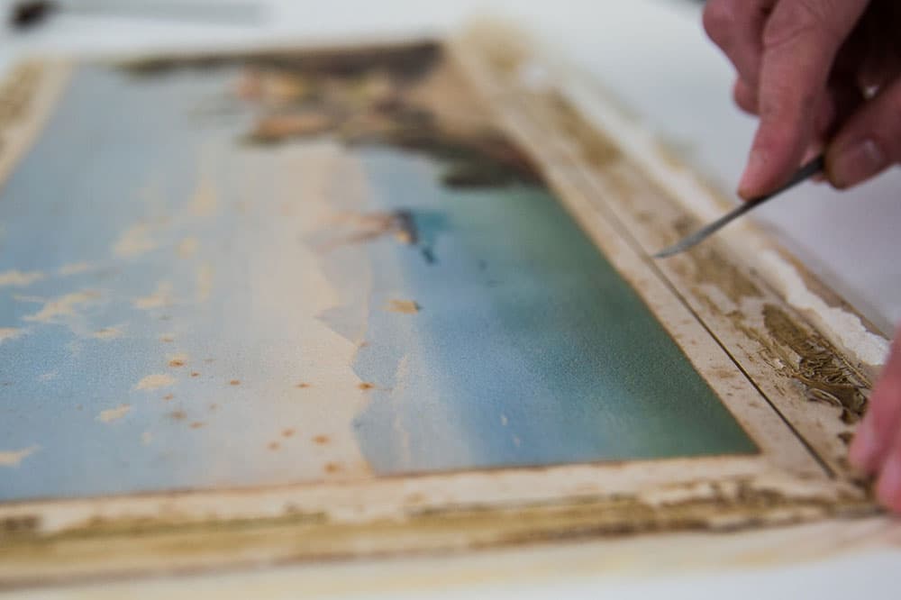restoring a foxed watercolour