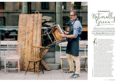 Homes and Antiques magazine Naturally Green sustainability article featuring Plowden & Smith 2021