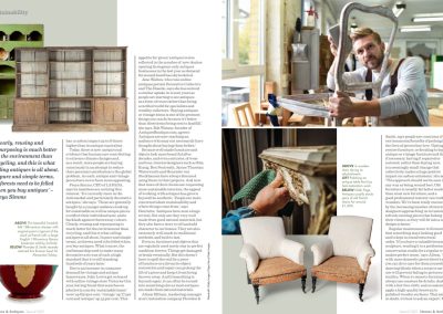 Homes and Antiques magazine Naturally Green sustainability article featuring Plowden & Smith 2021