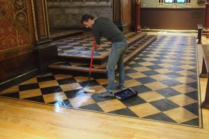 Kings College Chapel floor being restored