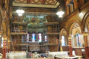 scaffolding up in Kings College Chapel