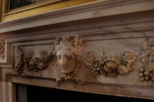 smoke damaged 18th century henry flitcroft marble fireplace awaiting marble restoration treatment